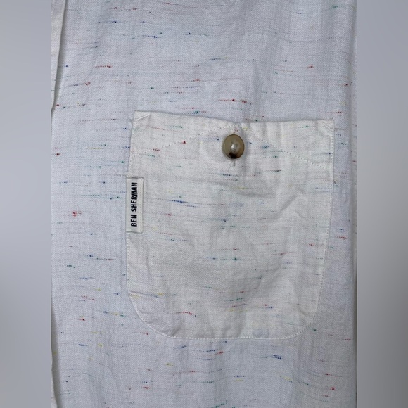 BEN SHERMAN Men's White with colorful threading running through Button-Up shirt - Picture 5 of 10